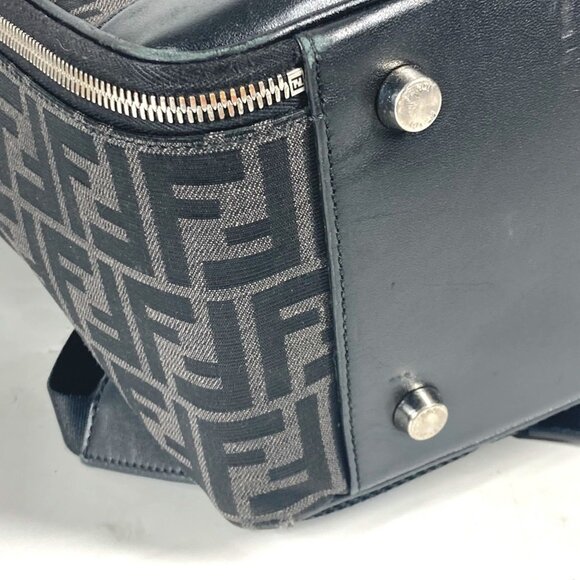 FENDI Black Leather Zucca Backpack - Picture 5 of 16